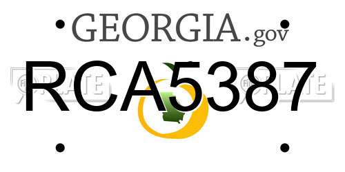 RCA5387 Georgia License Plate