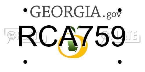 RCA759 Georgia License Plate