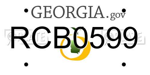RCB0599 Georgia License Plate
