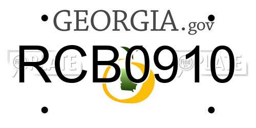 RCB0910 Georgia License Plate