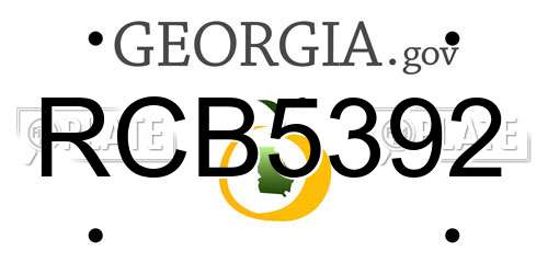 RCB5392 Georgia License Plate