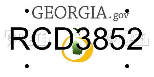 RCD3852 Georgia License Plate