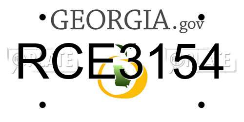 RCE3154 Georgia License Plate