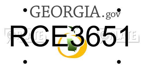RCE3651 Georgia License Plate