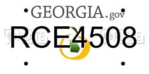 RCE4508 Georgia License Plate