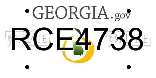 RCE4738 Georgia License Plate