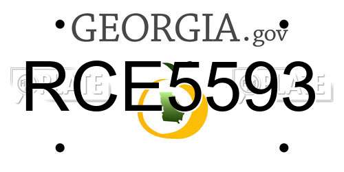 RCE5593 Georgia License Plate