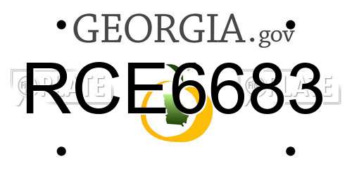 RCE6683 Georgia License Plate
