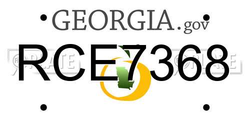 RCE7368 Georgia License Plate