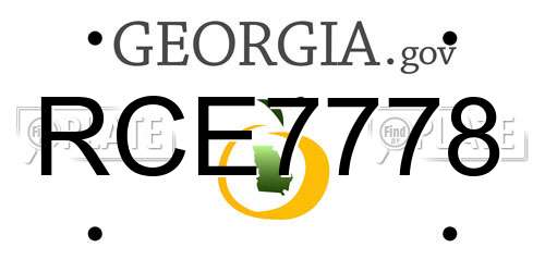 RCE7778 Georgia License Plate