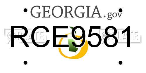 RCE9581 Georgia License Plate