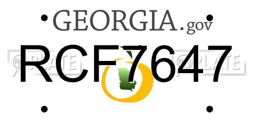 RCF7647 Georgia License Plate