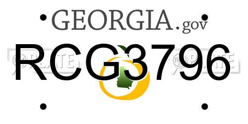 RCG3796 Georgia License Plate