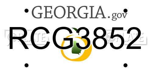 RCG3852 Georgia License Plate