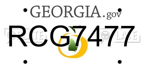 RCG7477 Georgia License Plate
