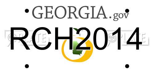 RCH2014 Georgia License Plate