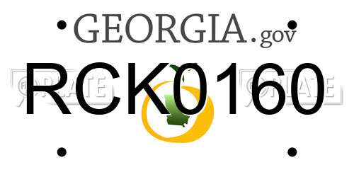 RCK0160 Georgia License Plate