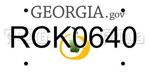 RCK0640 Georgia License Plate