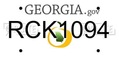 RCK1094 Georgia License Plate