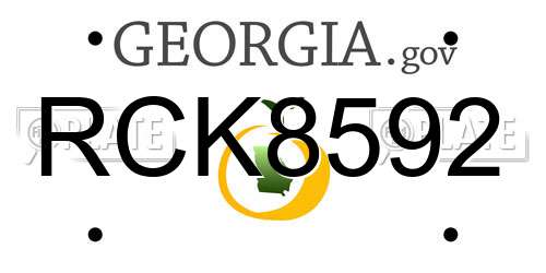 RCK8592 Georgia License Plate