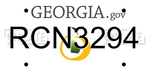 RCN3294 Georgia License Plate
