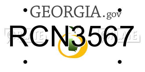 RCN3567 Georgia License Plate