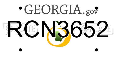 RCN3652 Georgia License Plate