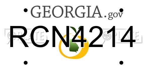 RCN4214 Georgia License Plate