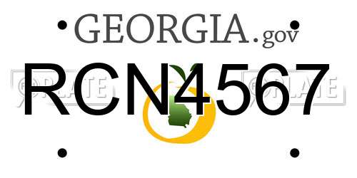 RCN4567 Georgia License Plate