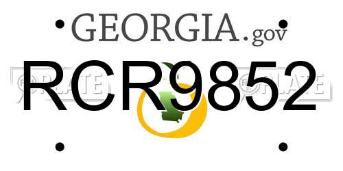 RCR9852 Georgia License Plate