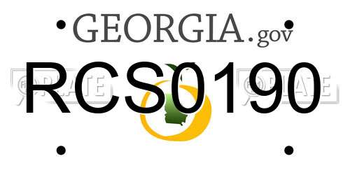 RCS0190 Georgia License Plate