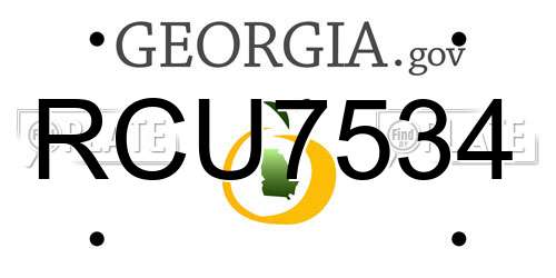 RCU7534 Georgia License Plate