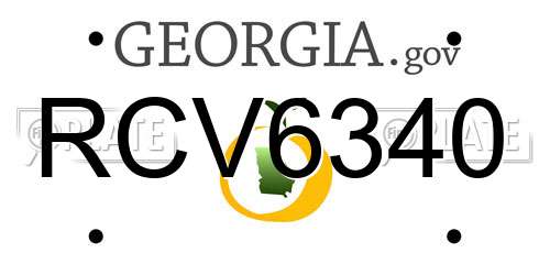 RCV6340 Georgia License Plate