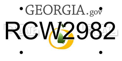 RCW2982 Georgia License Plate