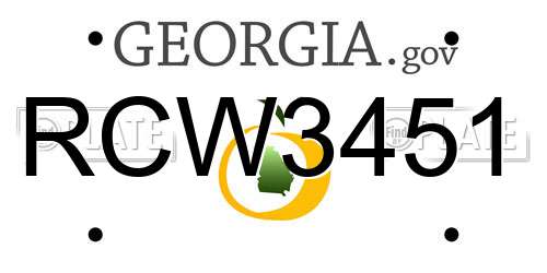 RCW3451 Georgia License Plate