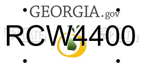 RCW4400 Georgia License Plate