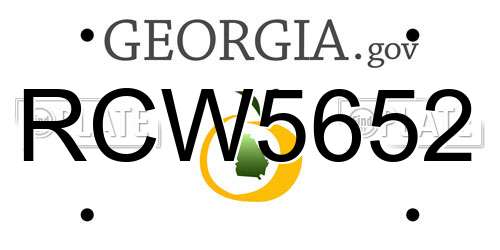 RCW5652 Georgia License Plate