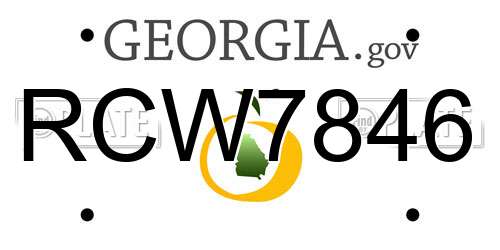 RCW7846 Georgia License Plate