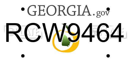 RCW9464 Georgia License Plate