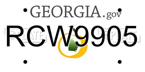 RCW9905 Georgia License Plate