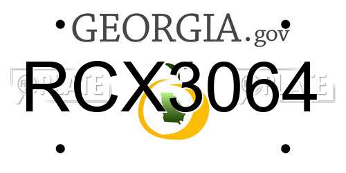 RCX3064 Georgia License Plate