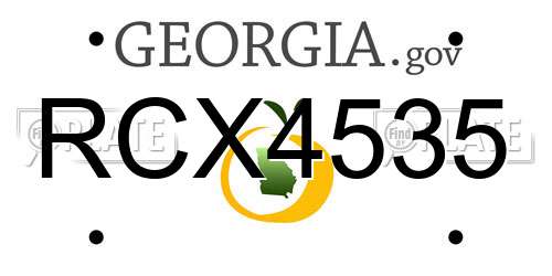 RCX4535 Georgia License Plate
