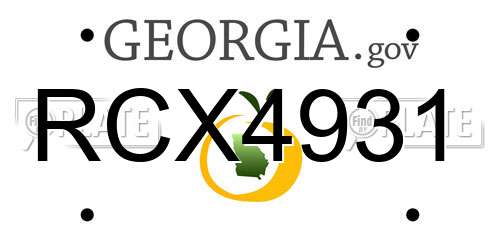 RCX4931 Georgia License Plate
