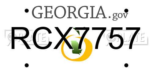 RCX7757 Georgia License Plate