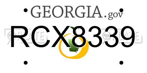RCX8339 Georgia License Plate