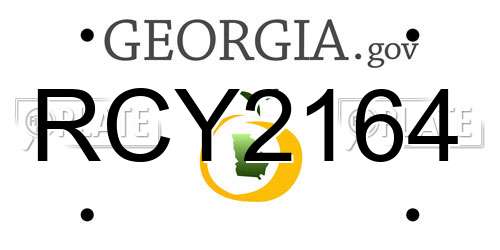 RCY2164 Georgia License Plate