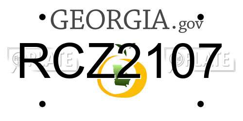 RCZ2107 Georgia License Plate