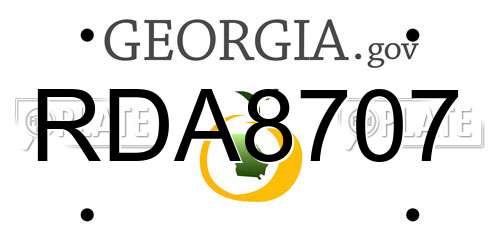 RDA8707 Georgia License Plate