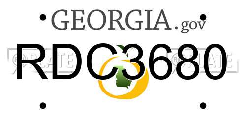 RDC3680 Georgia License Plate