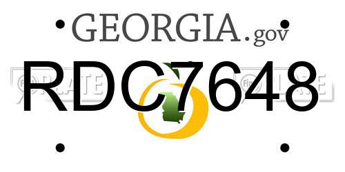 RDC7648 Georgia License Plate